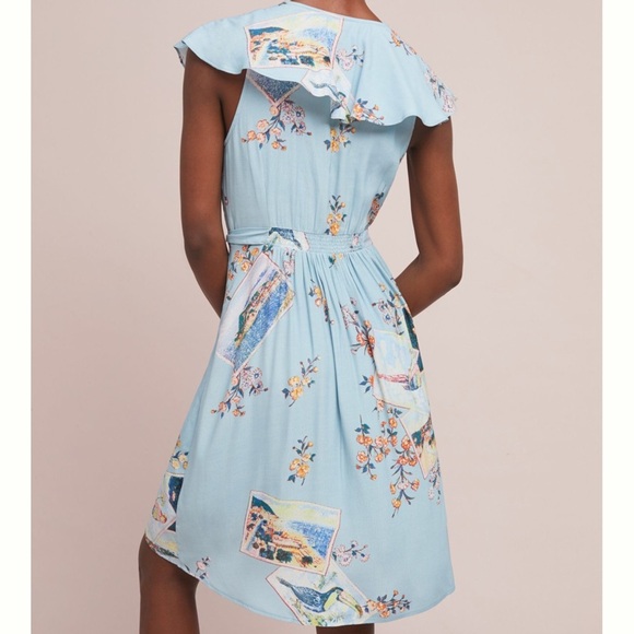 Anthropologie Blue Floral Mini Dress - Picture 3 of 7